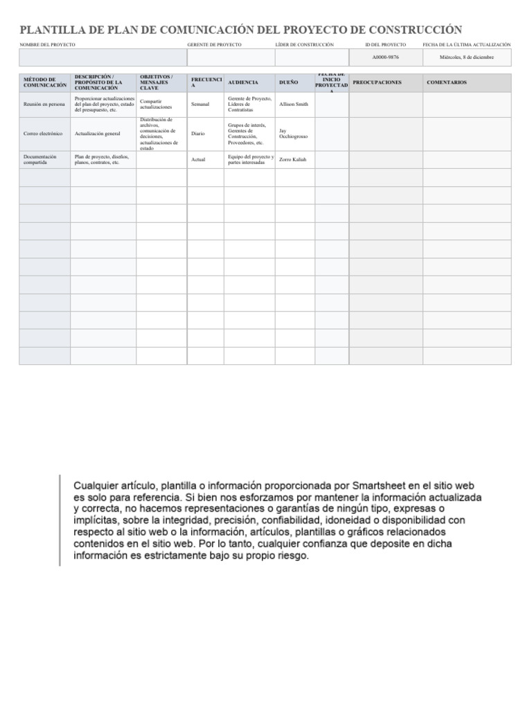 IC Construction Project Communication Plan 27467 - ES | PDF ...