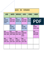 Clases de Verano: Lunes Martes Miercoles Jueves Viernes Sabado