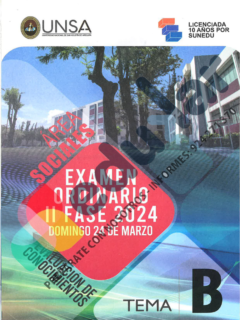 Examen de Admisión Ordinario II Fase 2024 | PDF