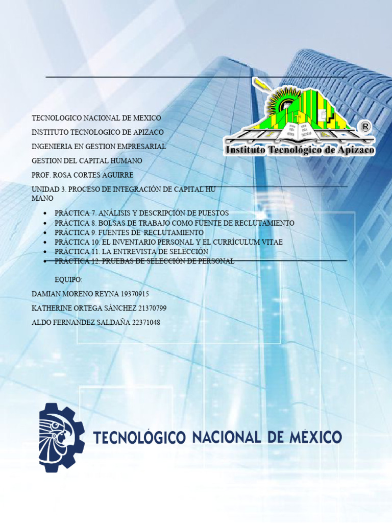 Unidad 3. Proceso de Integración de Capital Humano | PDF | Logística