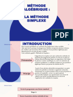 Méthode Algébrique: La Méthode Simplexe