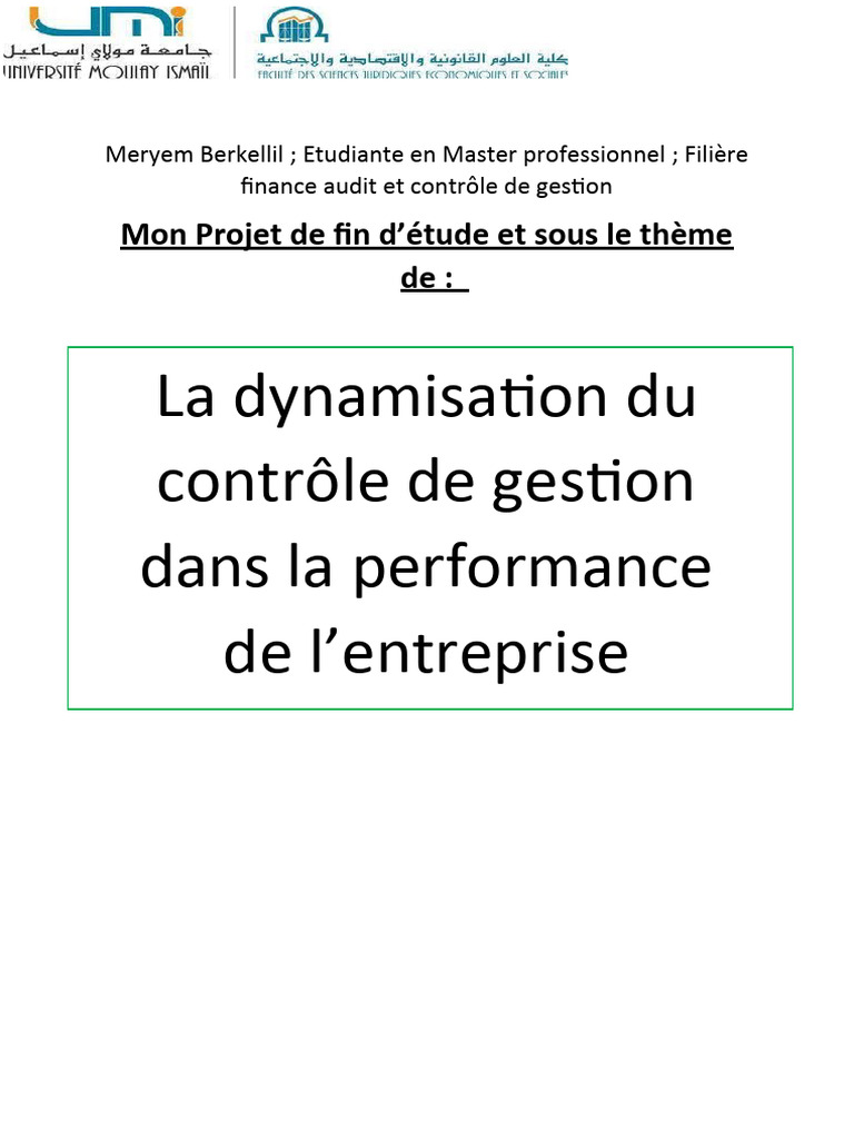 Dynamisation du contrôle de gestion en entreprise | PDF | Business ...