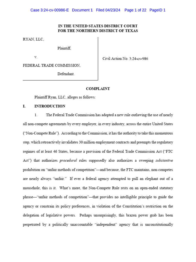 Complaint ryan llc v ftc pdf federal trade commission american