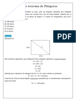 Exercícios sobre teorema de Pitágoras - aluno