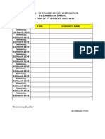 Schedule of Student Report Distribution (Mid-Term of 2nd Semester)