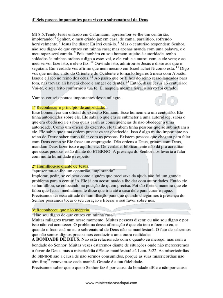 Seis Passos para Viver o Sobrenatural | PDF | Fé | Jesus