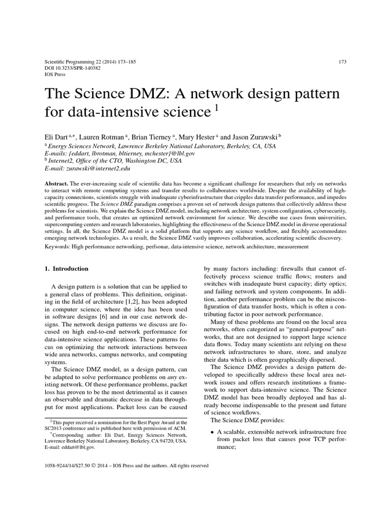 The Science DMZ: A Network Design Pattern For Data-Intensive Science ...