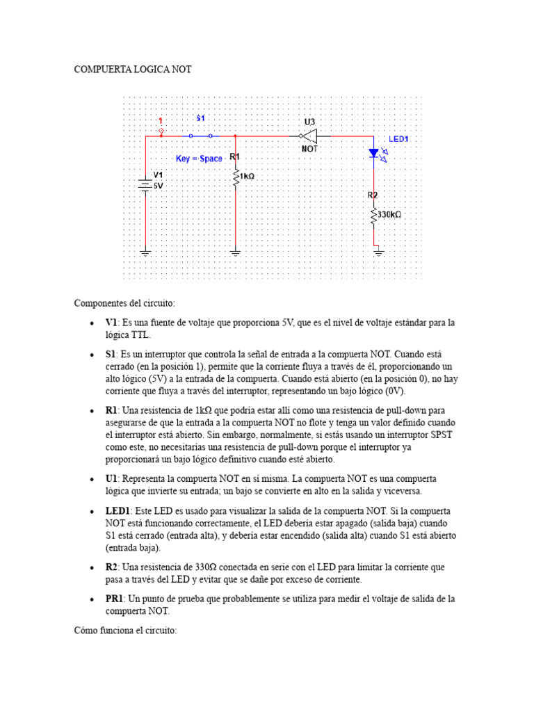 Circuitos Lógicos: NOT y OR | PDF | Cambiar | Red eléctrica