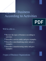 Types of Business According To Activities - ABM11 - FABM1