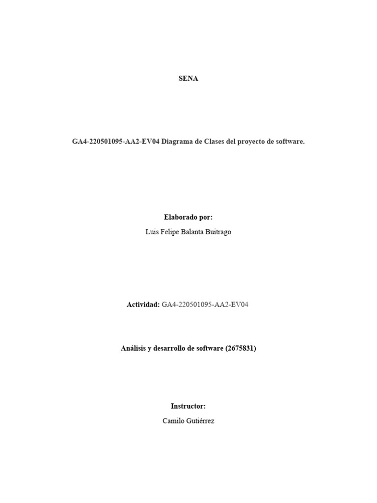 Diagrama de Clases para Software SENA | PDF
