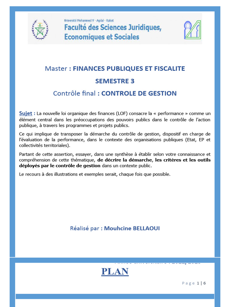 Contrôle de Gestion et Performance Publique | PDF | Gouvernance | Business