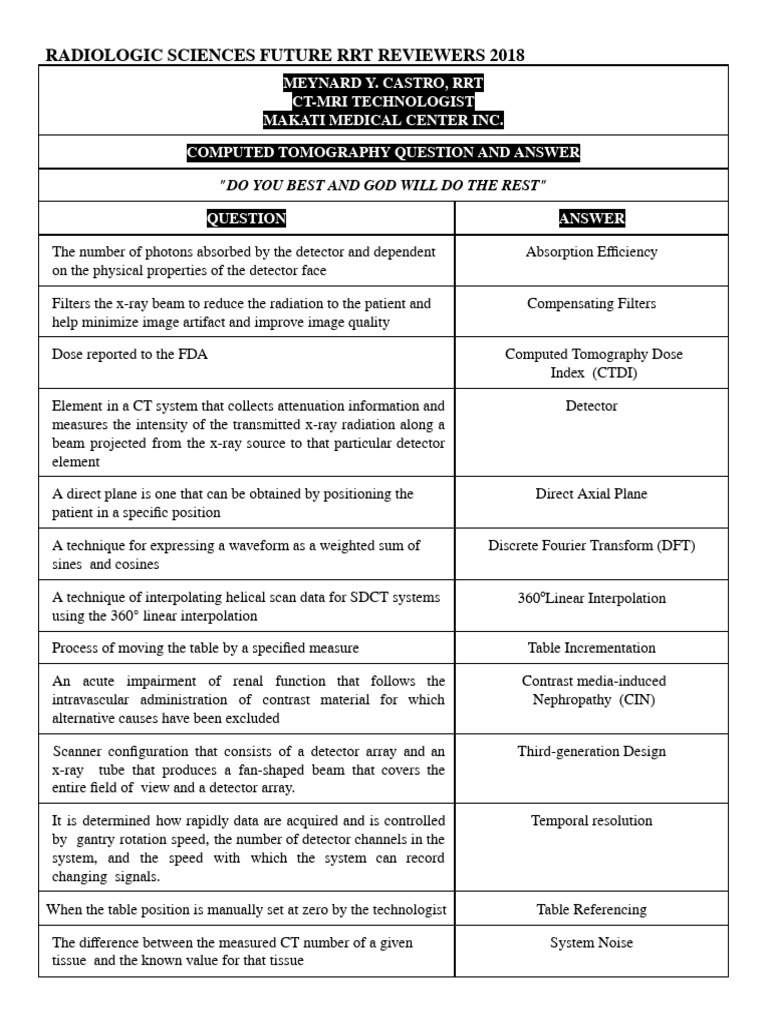 Computed Tomography Q and A | PDF | Ct Scan | X Ray