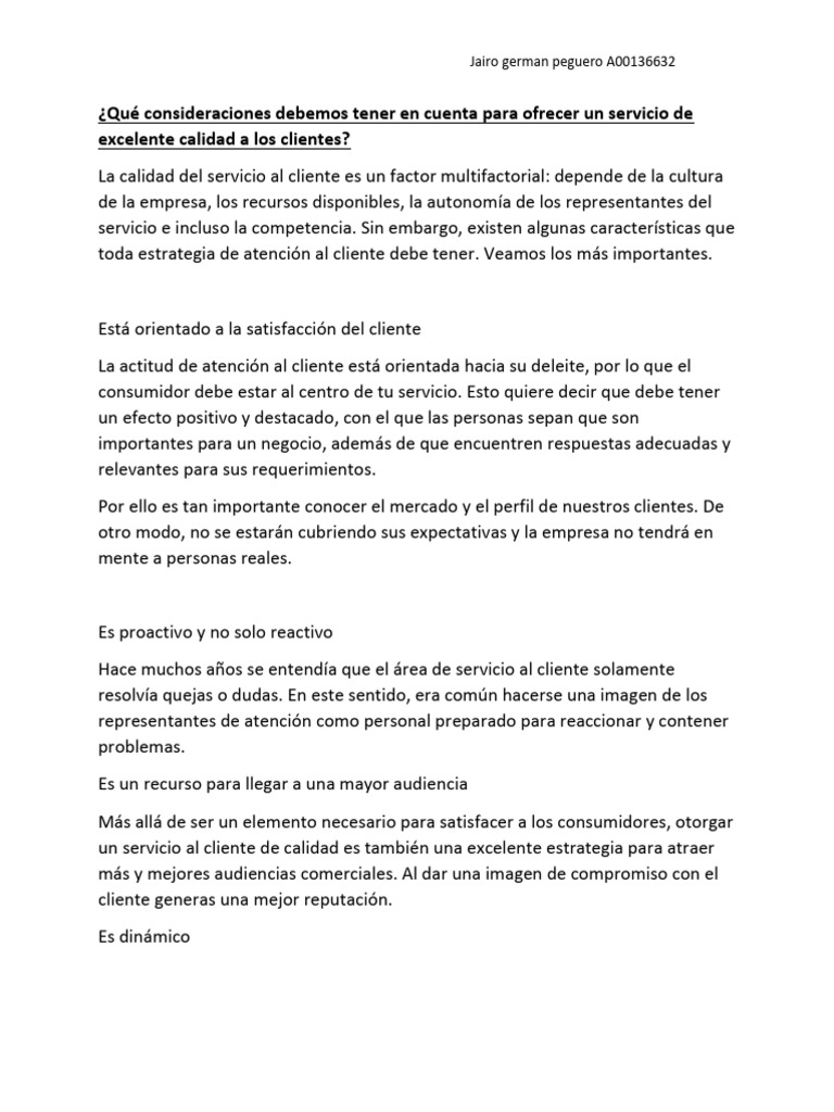 Claves para un Servicio al Cliente Excepcional | PDF | Servicio al ...