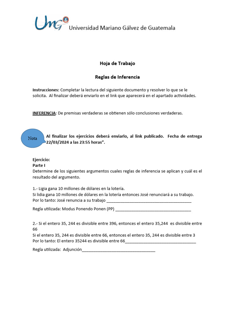 Reglas de Inferencia en Lógica Formal | PDF | Inferencia | Razonamiento ...