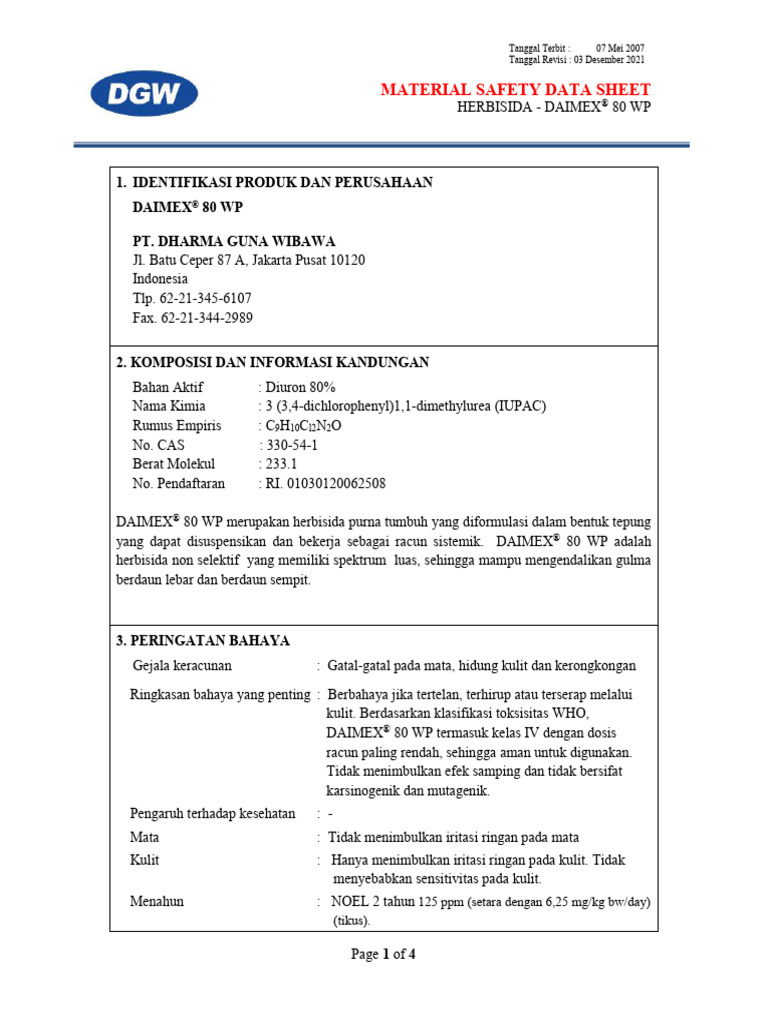 Msds H-DAIMEX 80 WP (des2020-DGW) | PDF
