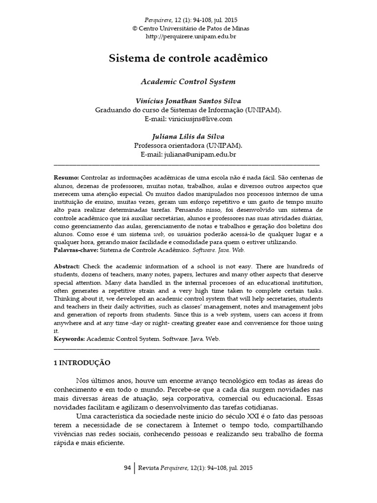 Sistema De Controle Acad mico Academic Control System PDF Model 