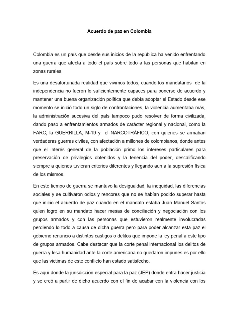 Acuerdo de Paz en Colombia: Retos y Logros | PDF | Colombia
