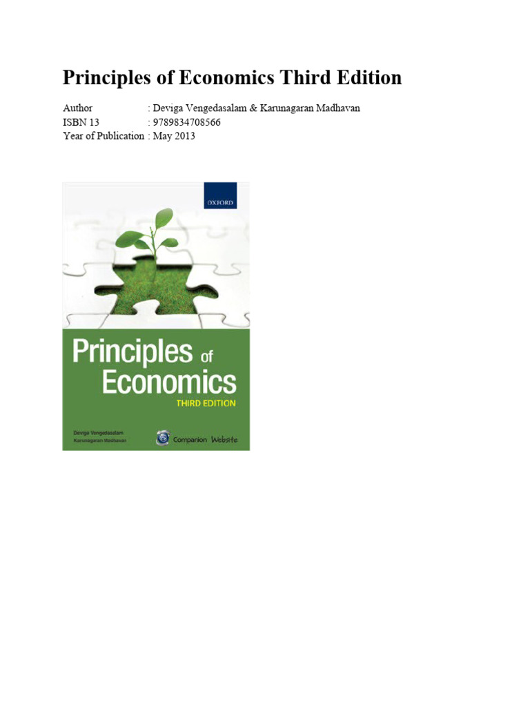 Principles of Economics Third Edition | PDF