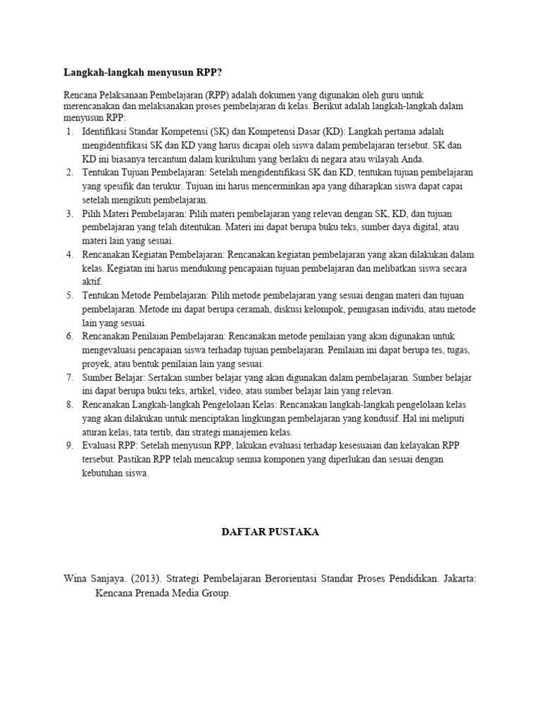 Langkah-Langkah Menyusun RPP | PDF | Karier & Perkembangan | Bisnis