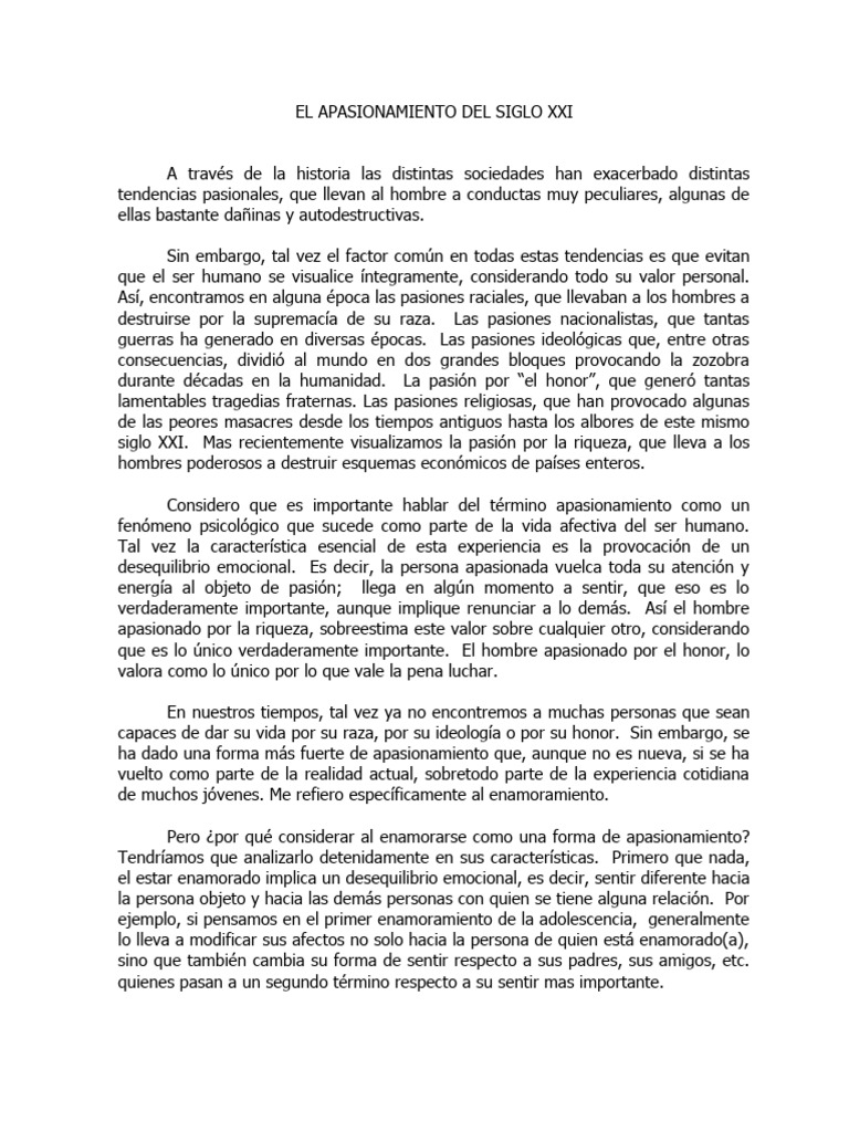 El Apasionamiento Del Siglo Xxi | PDF | Experiencia | Amor