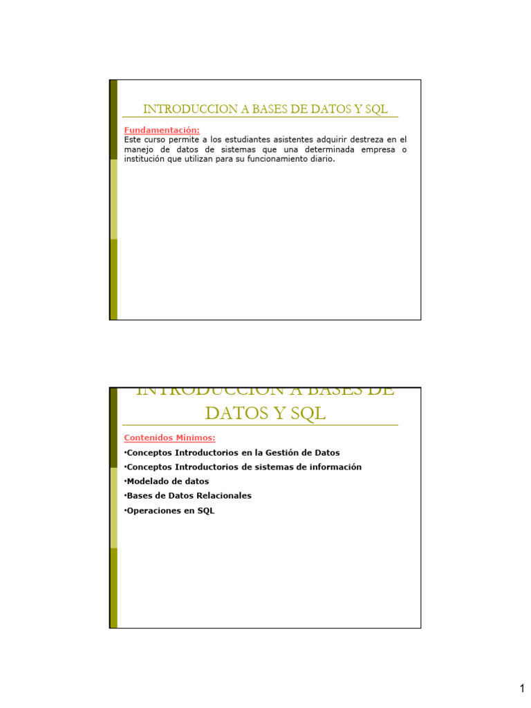 Introducción a Bases de Datos y SQL | PDF | Base de datos relacional ...