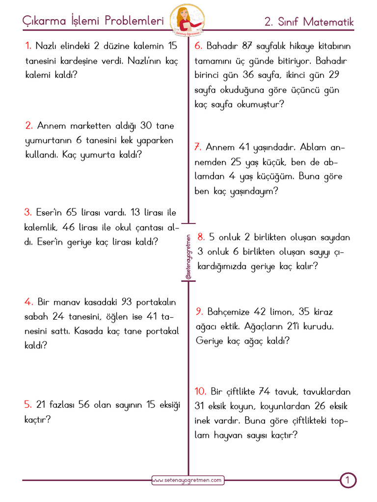 Sinif Cikarma Islemi Problemleri Pdf