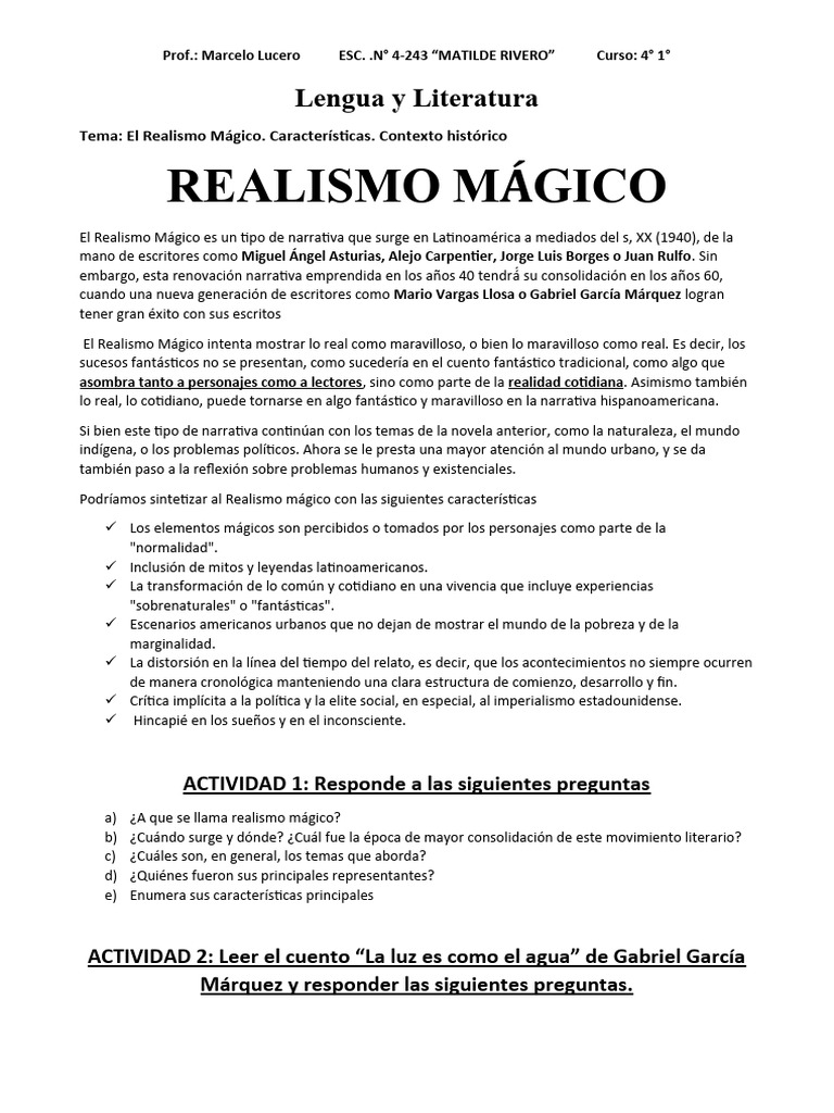 Características del Realismo Mágico | PDF | Realismo literario