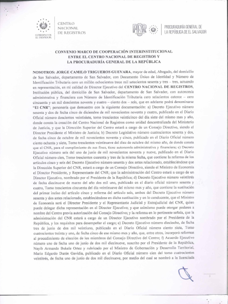 Convenio Marco de Cooperación Interinstitucional Entre CNR y PGR | PDF