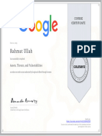 Assets, Threats, and Vulnerabilities Certificate