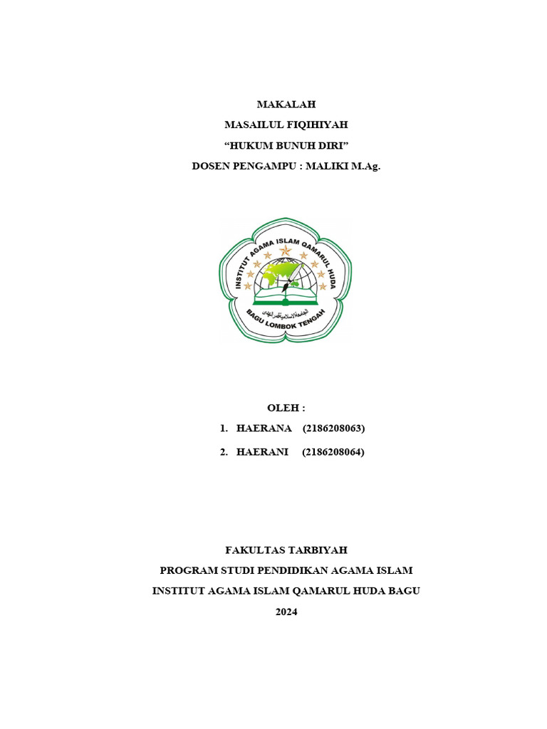 Hukum Bunuh Diri dalam Islam | PDF | Politik | Agama & Spiritualitas