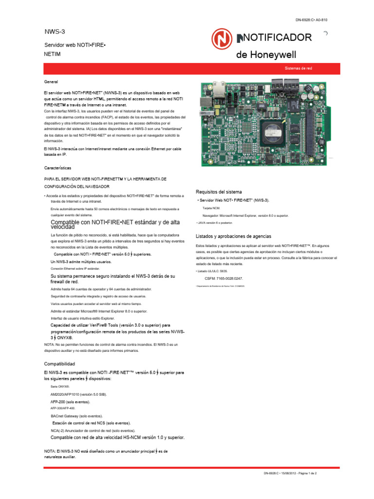 Servidor Web NOTI•FIRE•NET NWS-3 | PDF | Red de computadoras | Redes