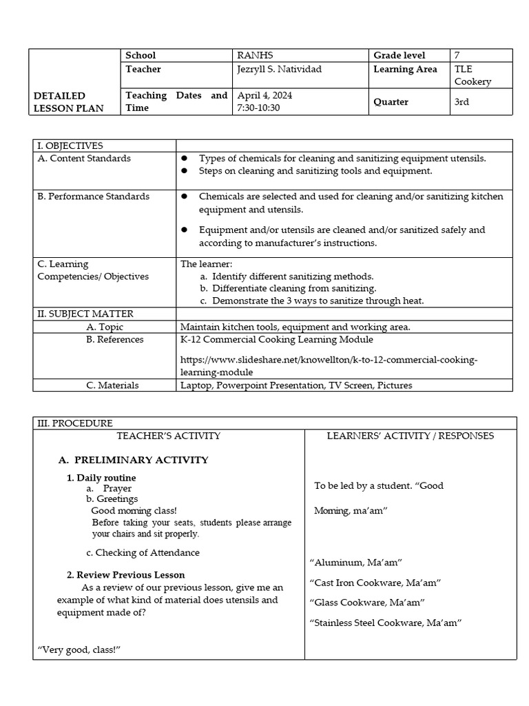 G7 Maintain Kitchen Tools Equipment and Working Area PDF
