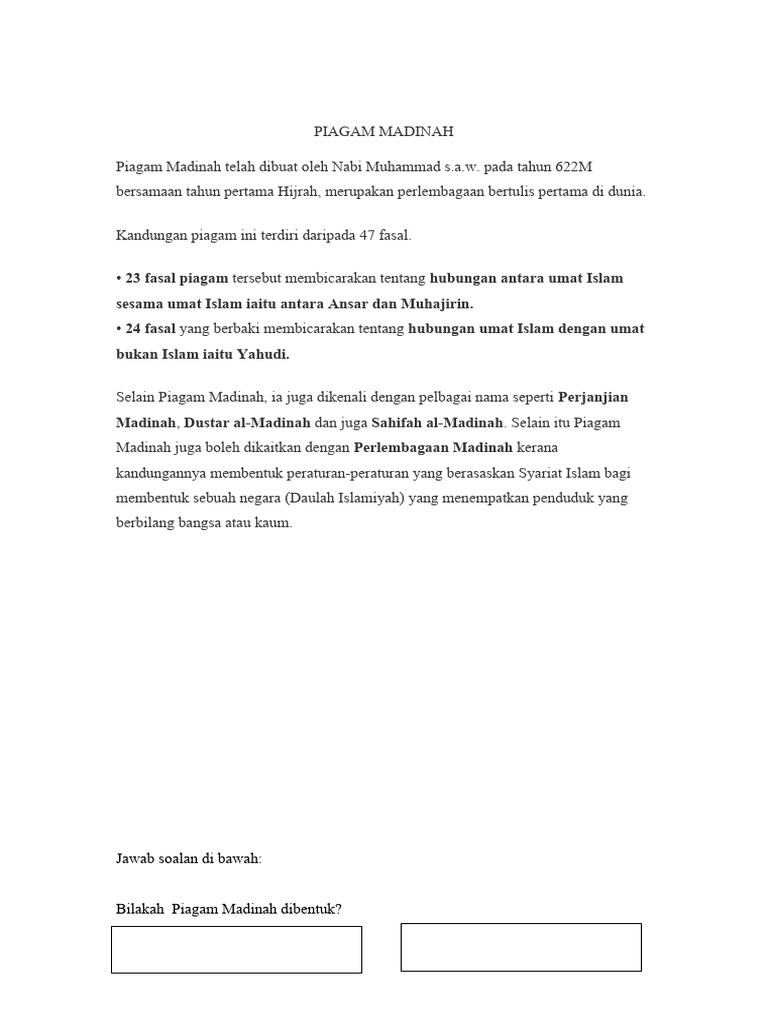 Latihan PIAGAM MADINAH | PDF