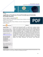 Application of Transference Focused Psychotherapy in Borderline Personality Disorders
