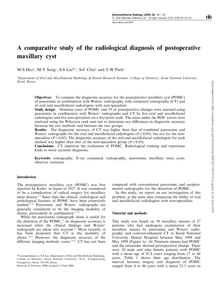 A Comparative Study of The Radiological Diagnosis of Postoperative ...
