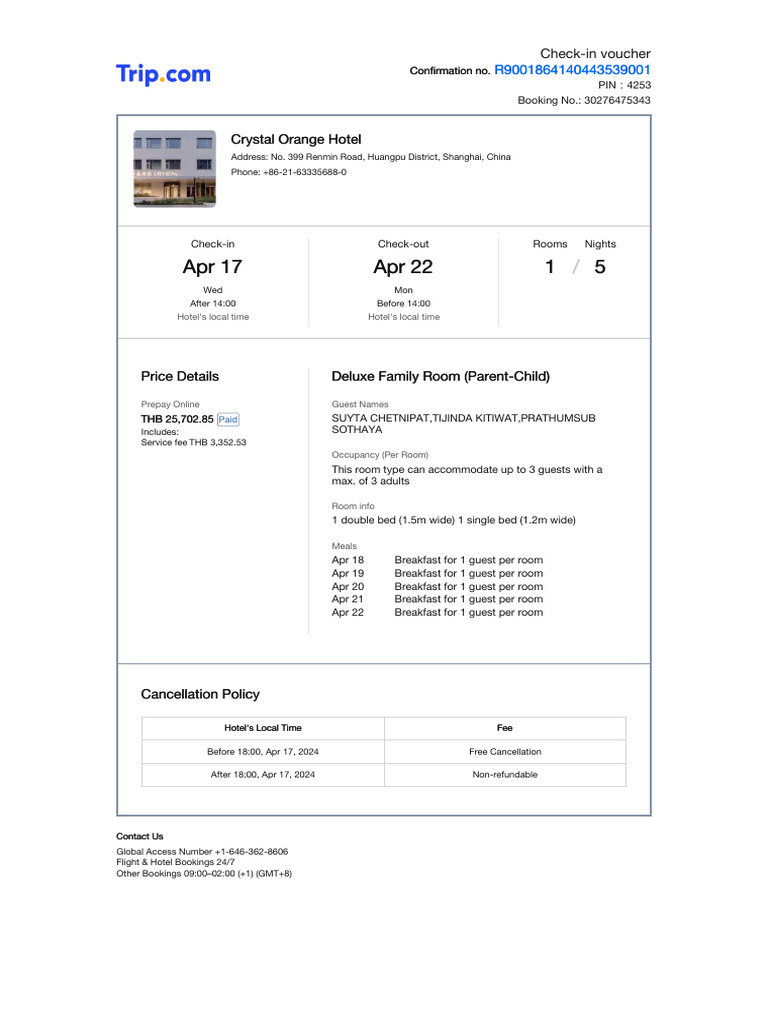 Hotel Check-in Voucher Details | PDF | Hospitality Industry | Hotel