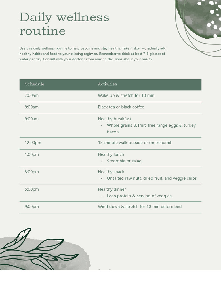 Daily Wellness Routine for Health | PDF | Wellness | Lifestyle