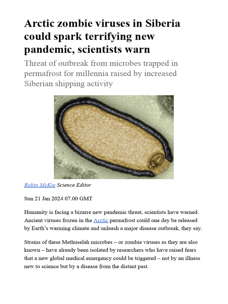 Arctic Zombie Viruses in Siberia Could Spark Terrifying New Pandemic