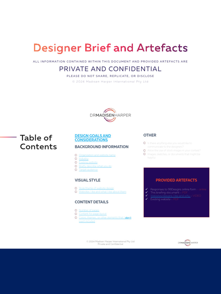 1 website 2024 designer brief pdf brand websites