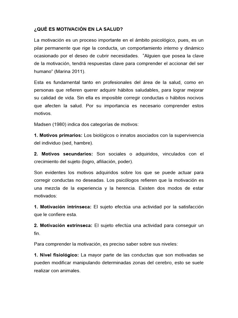 Importancia de la Motivación en Salud | PDF | Motivación | Motivacional
