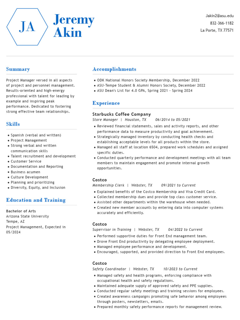 Jeremy akin resume2524 pdf costco employment