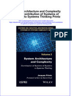 System Architecture and Complexity Vol 2 Contribution of Systems of Systems To Systems Thinking Printz Full Download Chapter