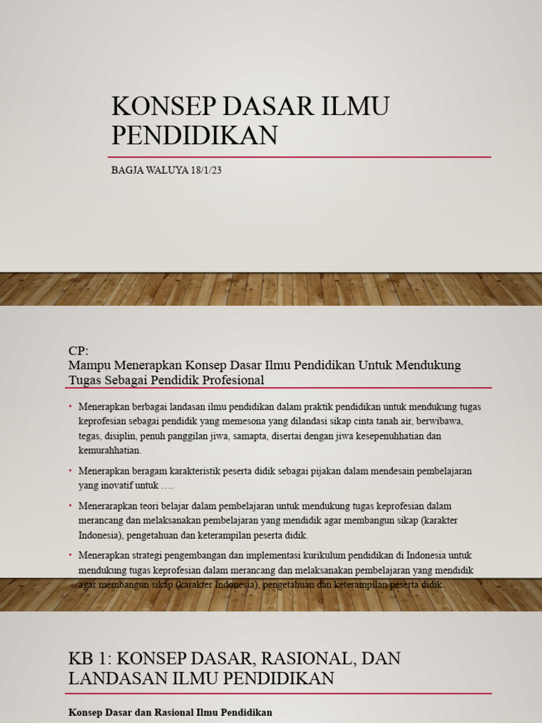 Konsep Dasar Ilmu Pendidikan Profesional | PDF