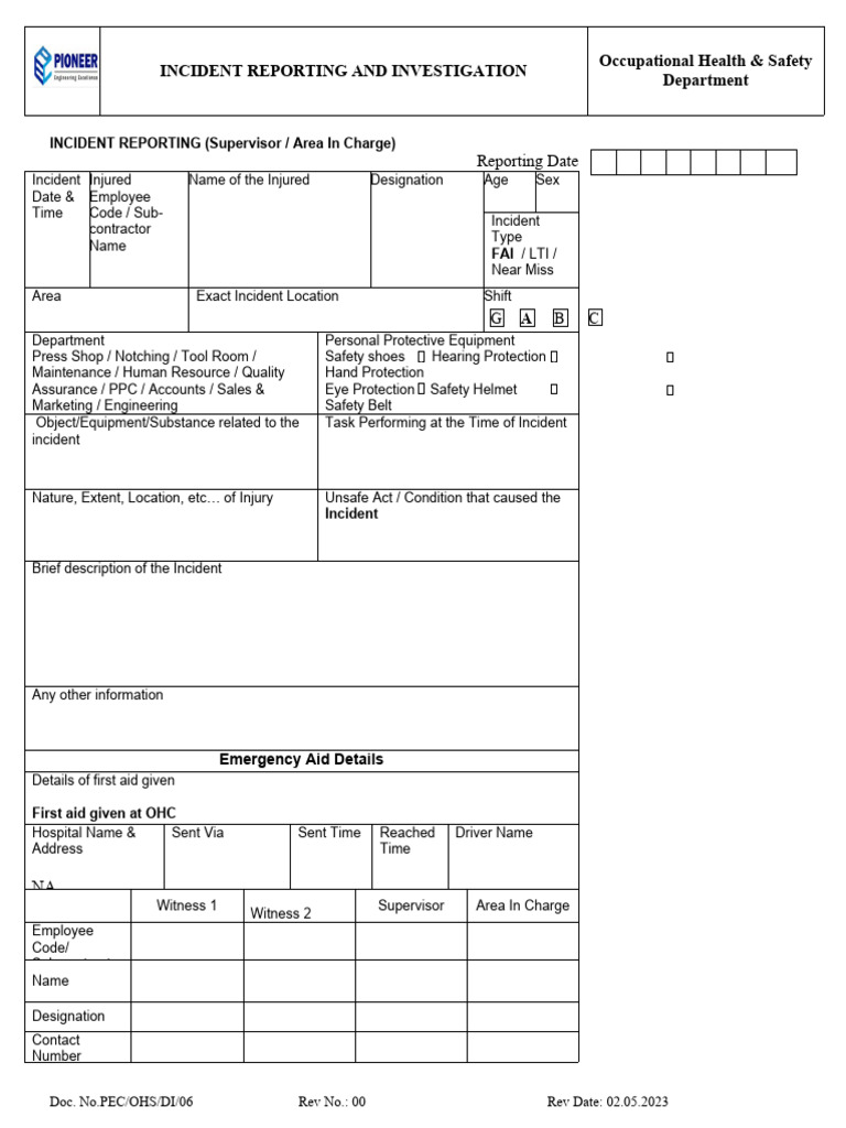 Incident Reporting and Investigation 2 | PDF | Occupational Safety And ...