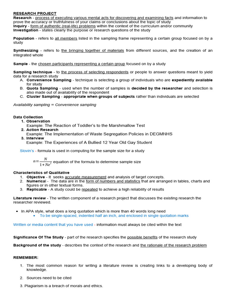 Research Project Reviewer 3RD Q | PDF | Sampling (Statistics) | Data