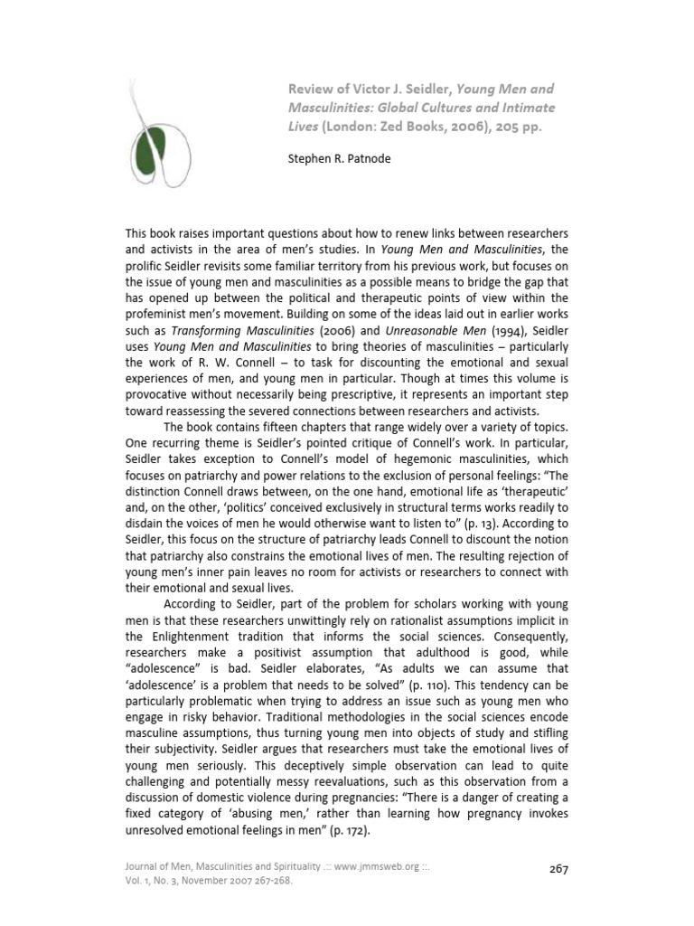 Review of Seidler's Young Men and Masculinities | PDF | Masculinity ...