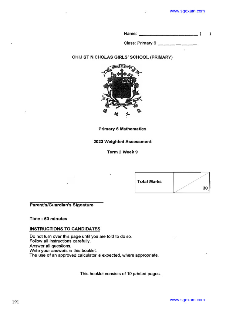 P6 Maths Weighted Assessment 2023 | PDF