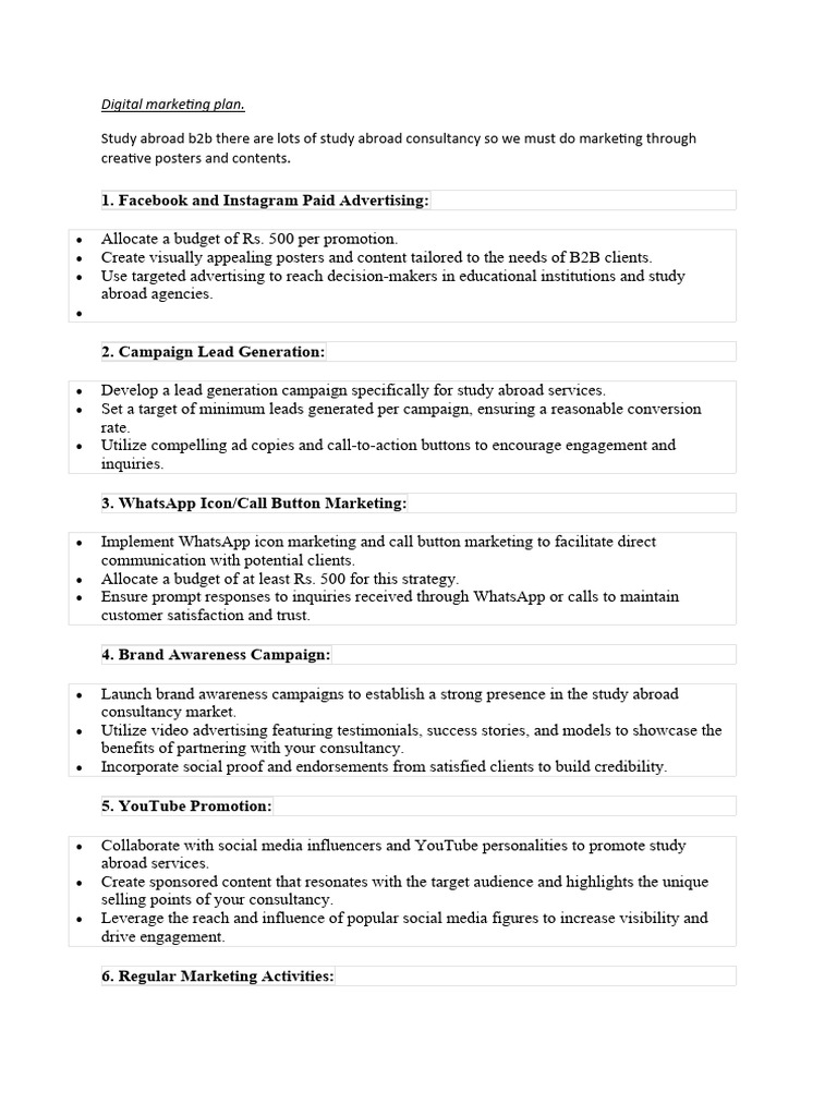 Digital Marketing Plan Pdf Free Download