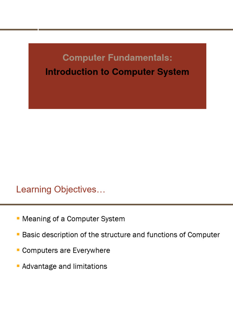 1.Introduction to Computer System | PDF | Computer Hardware | Input/Output