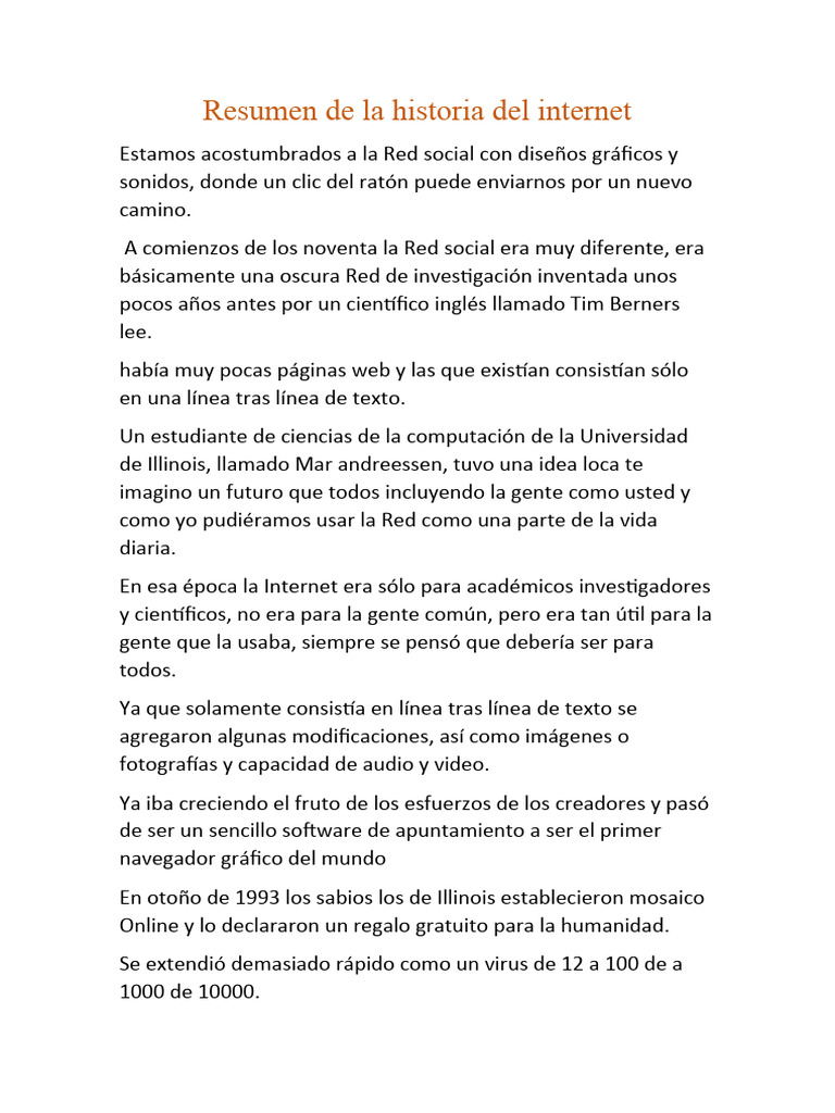 Resumen de la historia del internet pdf internet microsoft